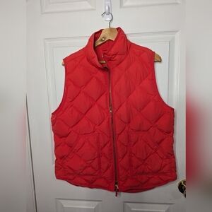 J. Crew Womens Down Vest Quilted Jacket Pink Full Zip Size XL Coat